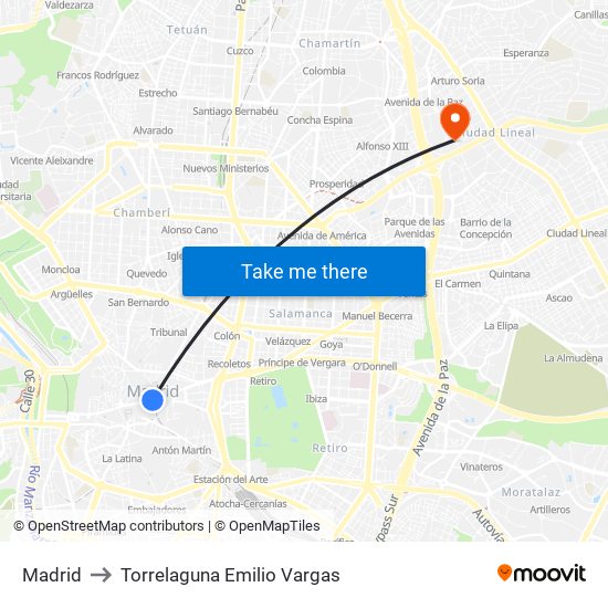 Madrid to Torrelaguna Emilio Vargas map