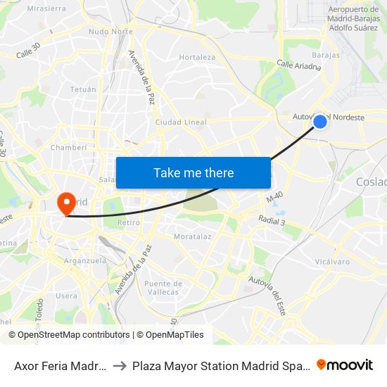 Axor Feria Madrid to Plaza Mayor Station Madrid Spain map