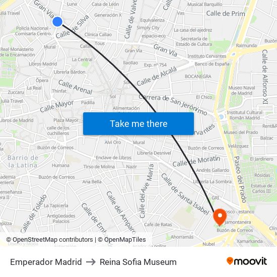 Emperador Madrid to Reina Sofia Museum map