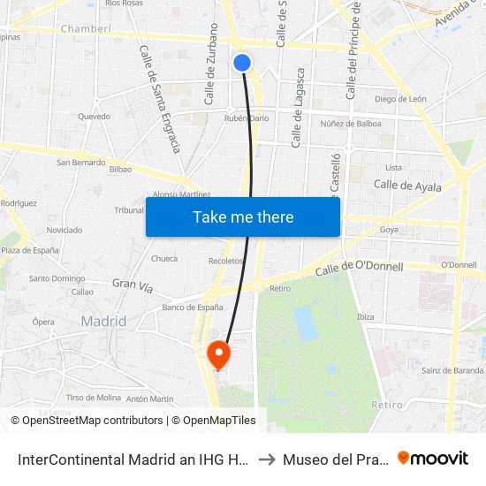 InterContinental Madrid an IHG Hotel to Museo del Prado map