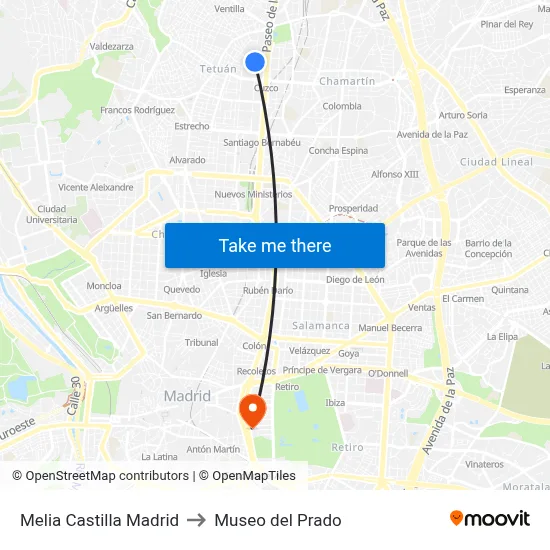 Melia Castilla Madrid to Museo del Prado map
