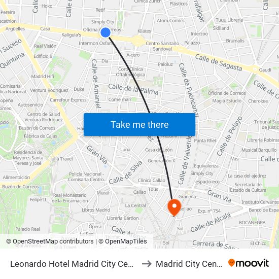 Leonardo Hotel Madrid City Center to Madrid City Center map