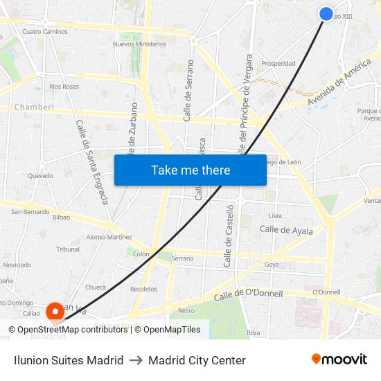 Ilunion Suites Madrid to Madrid City Center map