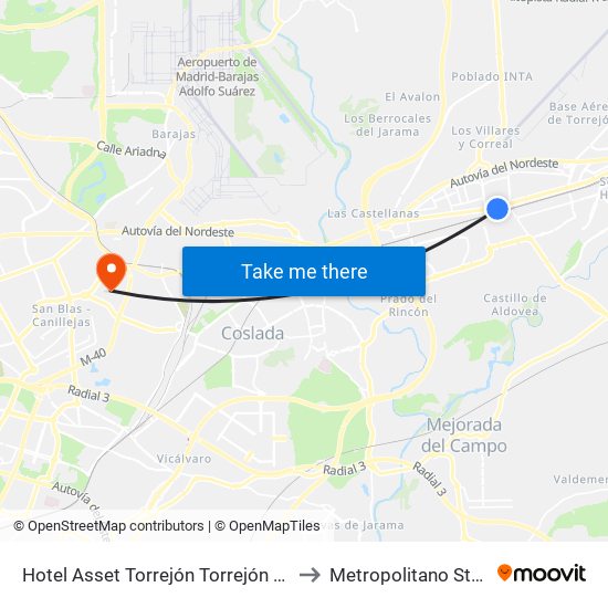Hotel Asset Torrejón Torrejón de Ardoz to Metropolitano Stadium map