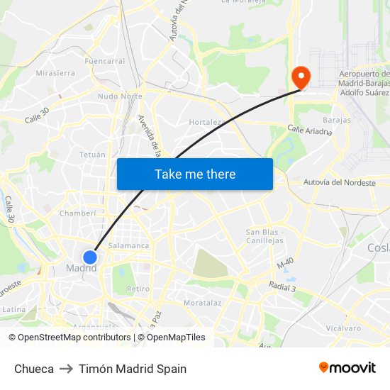 Chueca to Timón Madrid Spain map