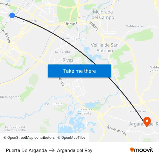 Puerta De Arganda to Arganda del Rey map