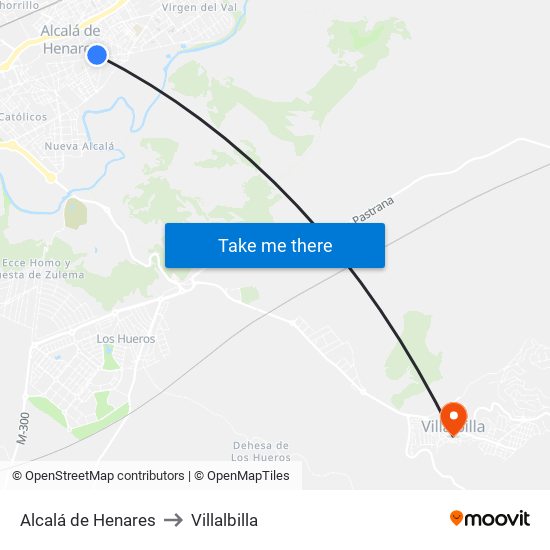 Alcalá de Henares to Villalbilla map
