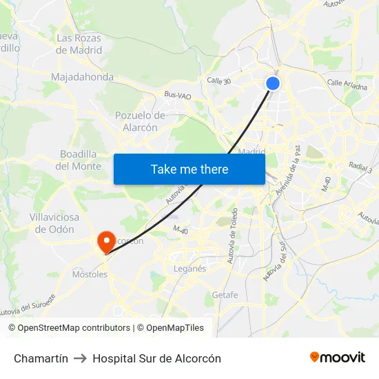 Chamartín to Hospital Sur de Alcorcón map