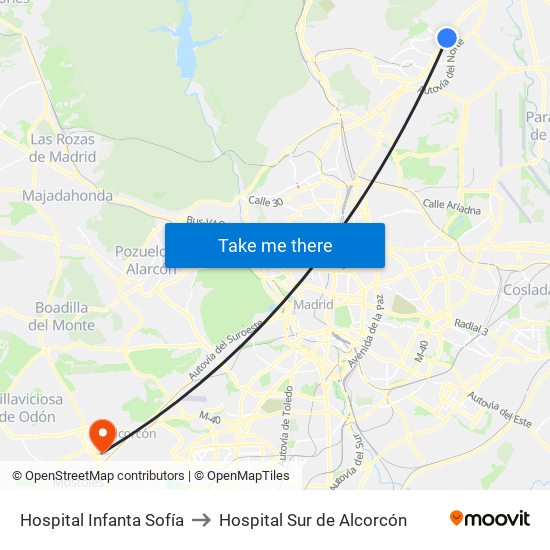 Hospital Infanta Sofía to Hospital Sur de Alcorcón map