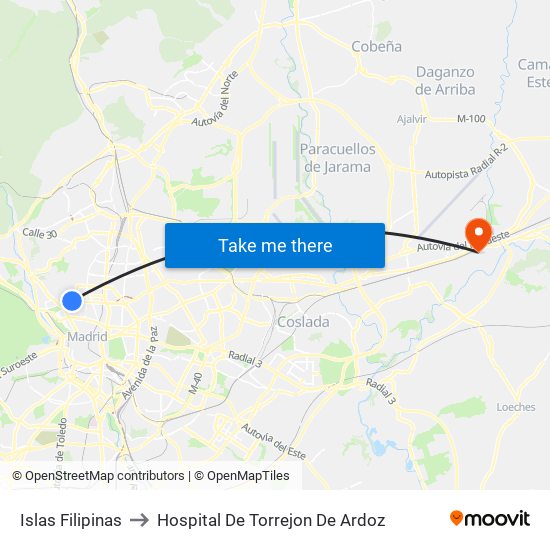 Islas Filipinas to Hospital De Torrejon De Ardoz map
