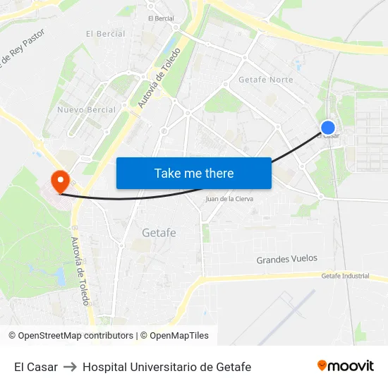 El Casar to Hospital Universitario de Getafe map