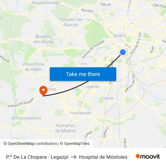 P.º De La Chopera - Legazpi to Hospital de Móstoles map