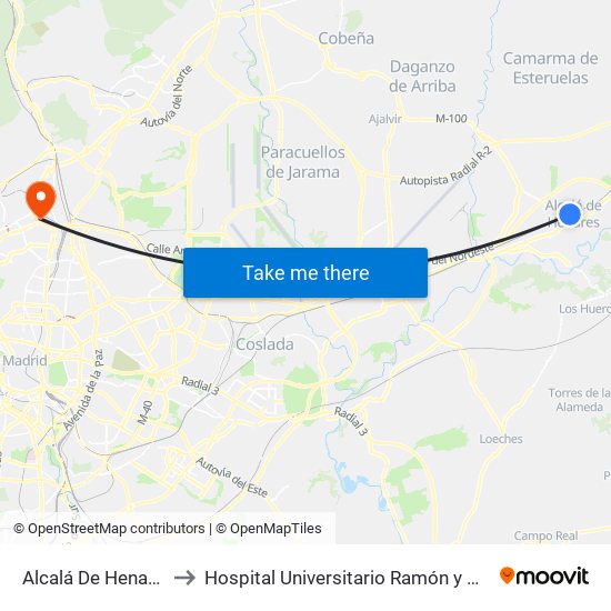 Alcalá De Henares to Hospital Universitario Ramón y Cajal map