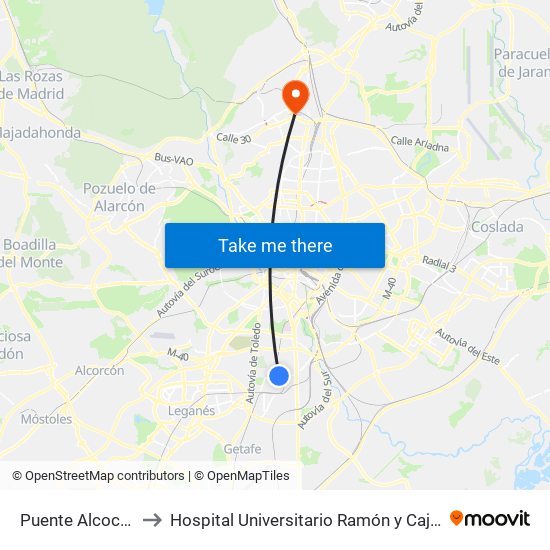 Puente Alcocer to Hospital Universitario Ramón y Cajal map