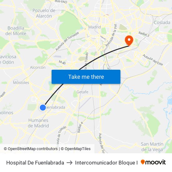 Hospital De Fuenlabrada to Intercomunicador Bloque I map