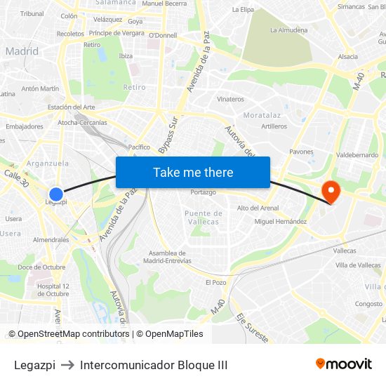 Legazpi to Intercomunicador Bloque III map