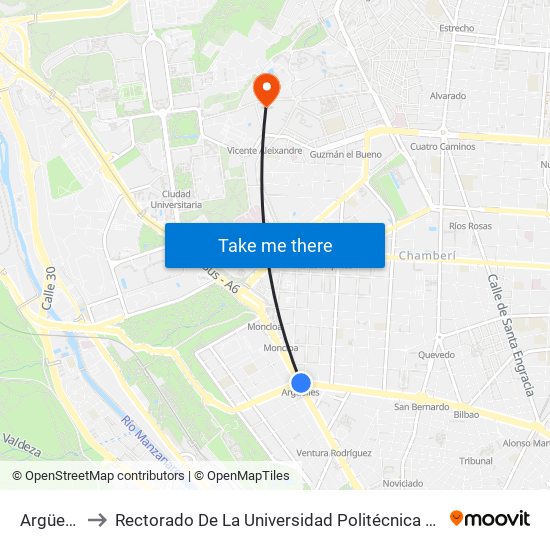 Argüelles to Rectorado De La Universidad Politécnica De Madrid map