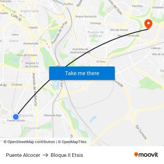 Puente Alcocer to Bloque II Etsis map