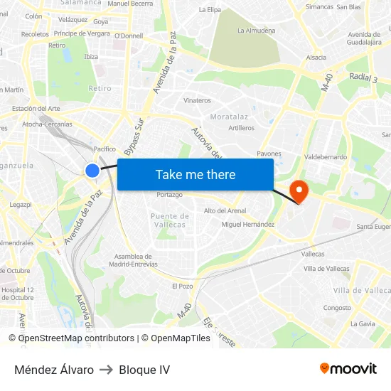 Méndez Álvaro to Bloque IV map