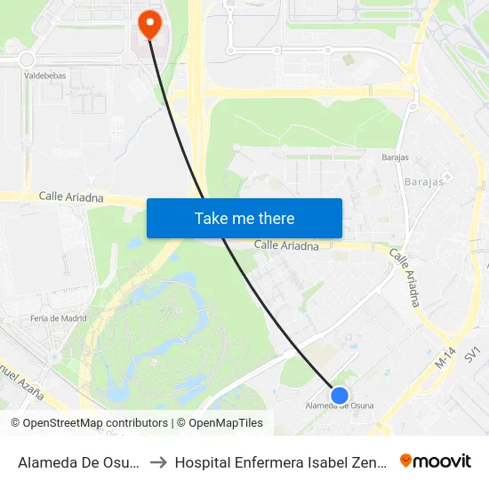 Alameda De Osuna to Hospital Enfermera Isabel Zendal map