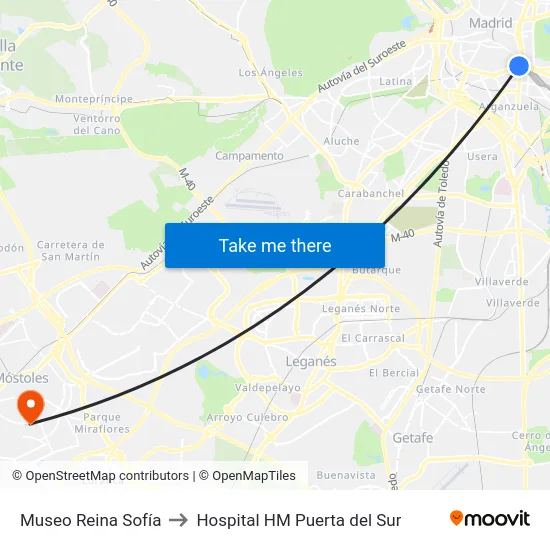 Museo Reina Sofía to Hospital HM Puerta del Sur map