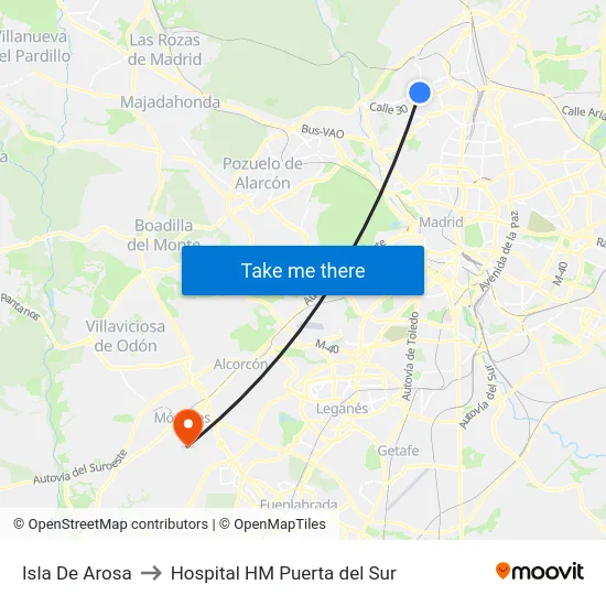 Isla De Arosa to Hospital HM Puerta del Sur map
