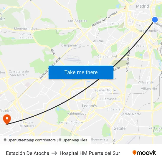 Estación De Atocha to Hospital HM Puerta del Sur map