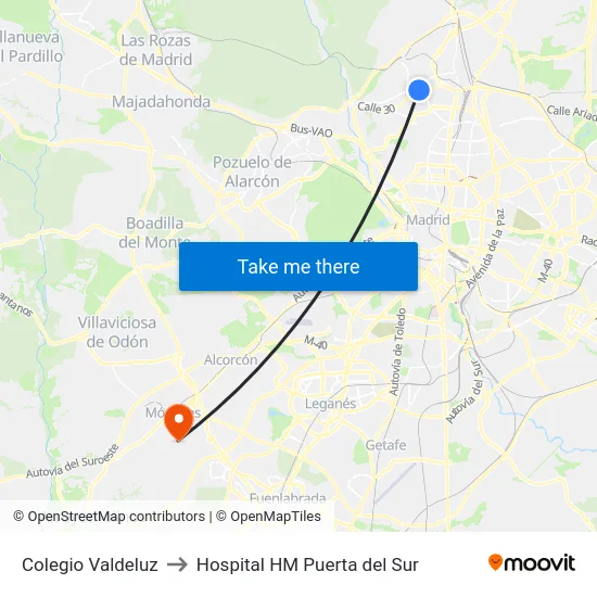 Colegio Valdeluz to Hospital HM Puerta del Sur map