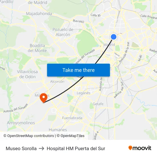 Museo Sorolla to Hospital HM Puerta del Sur map