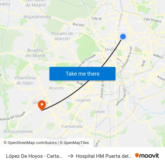 López De Hoyos - Cartagena to Hospital HM Puerta del Sur map