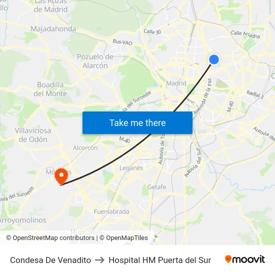 Condesa De Venadito to Hospital HM Puerta del Sur map