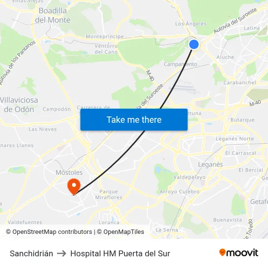 Sanchidrián to Hospital HM Puerta del Sur map
