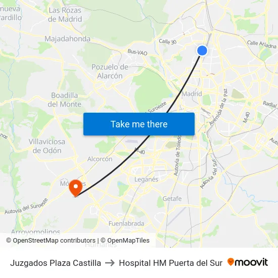 Juzgados Plaza Castilla to Hospital HM Puerta del Sur map