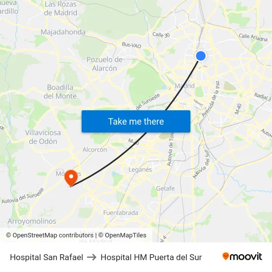 Hospital San Rafael to Hospital HM Puerta del Sur map