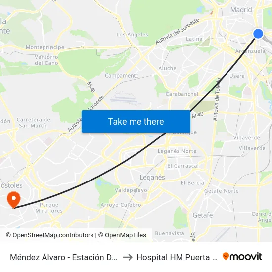 Méndez Álvaro - Estación De Atocha to Hospital HM Puerta del Sur map