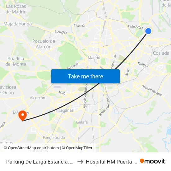Parking De Larga Estancia, T1-T2-T3 to Hospital HM Puerta del Sur map