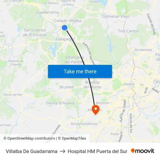 Villalba De Guadarrama to Hospital HM Puerta del Sur map