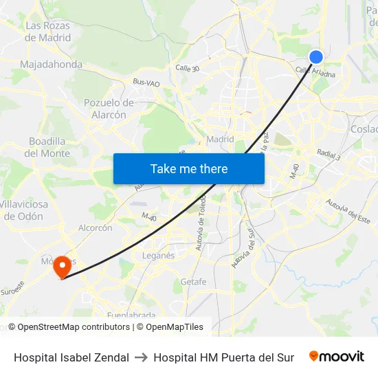 Hospital Isabel Zendal to Hospital HM Puerta del Sur map