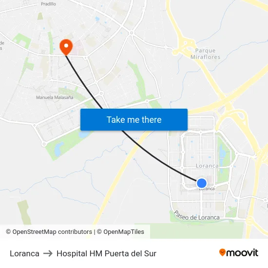 Loranca to Hospital HM Puerta del Sur map