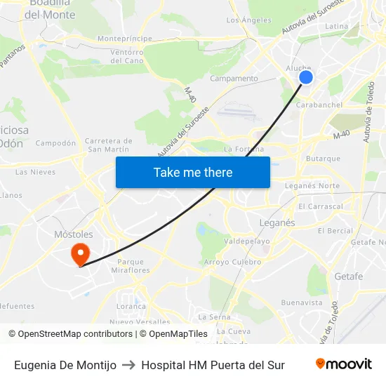 Eugenia De Montijo to Hospital HM Puerta del Sur map
