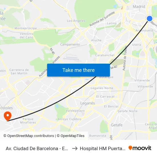 Av. Ciudad De Barcelona - Est. Atocha to Hospital HM Puerta del Sur map