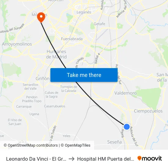 Leonardo Da Vinci - El Greco to Hospital HM Puerta del Sur map