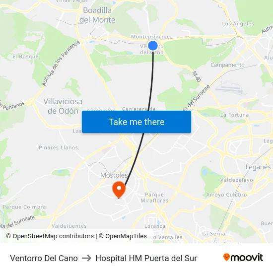 Ventorro Del Cano to Hospital HM Puerta del Sur map