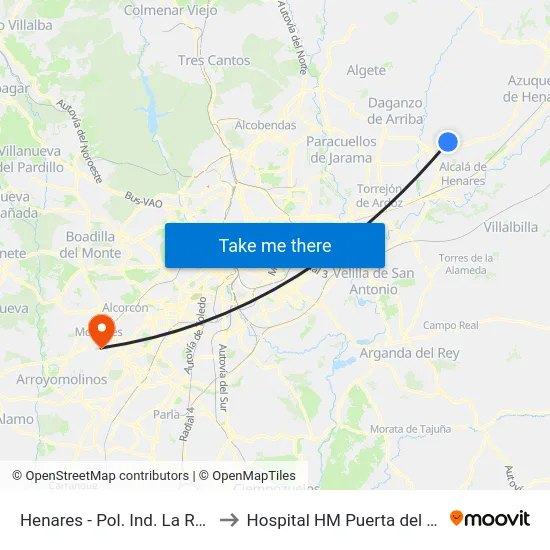 Henares - Pol. Ind. La Raya to Hospital HM Puerta del Sur map