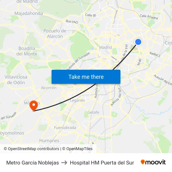 Metro García Noblejas to Hospital HM Puerta del Sur map