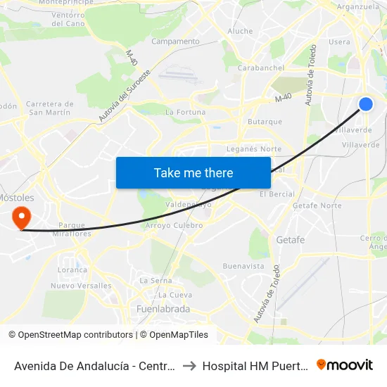 Avenida De Andalucía - Centro Comercial to Hospital HM Puerta del Sur map