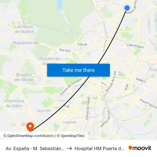 Av. España - M. Sebastián Izuel to Hospital HM Puerta del Sur map