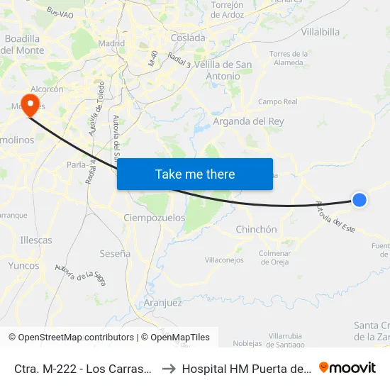 Ctra. M-222 - Los Carrascales to Hospital HM Puerta del Sur map