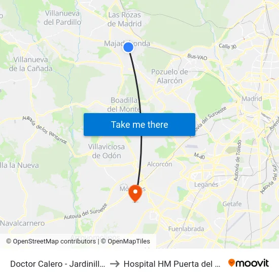 Doctor Calero - Jardinillos to Hospital HM Puerta del Sur map
