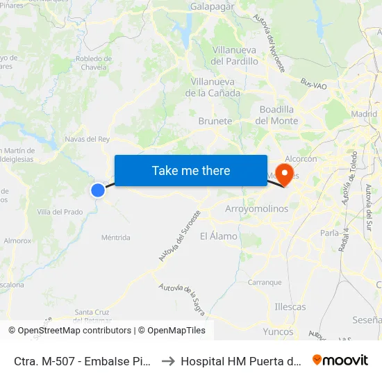 Ctra. M-507 - Embalse Picadas to Hospital HM Puerta del Sur map